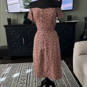 Monteau Burgundy Floral Midi Dress